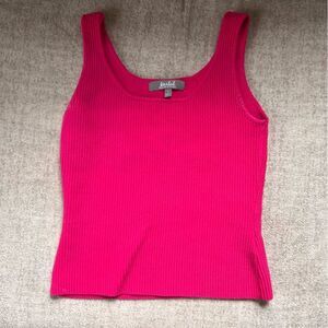 Sculpt Knit Squareneck Tank in Pink Ridged Fuchsia Summer top shirt fitted